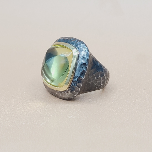 David Yurman 17mm Hammered Albion Darkened Ring Lemon Citrine and Gold - Picture 8 of 14